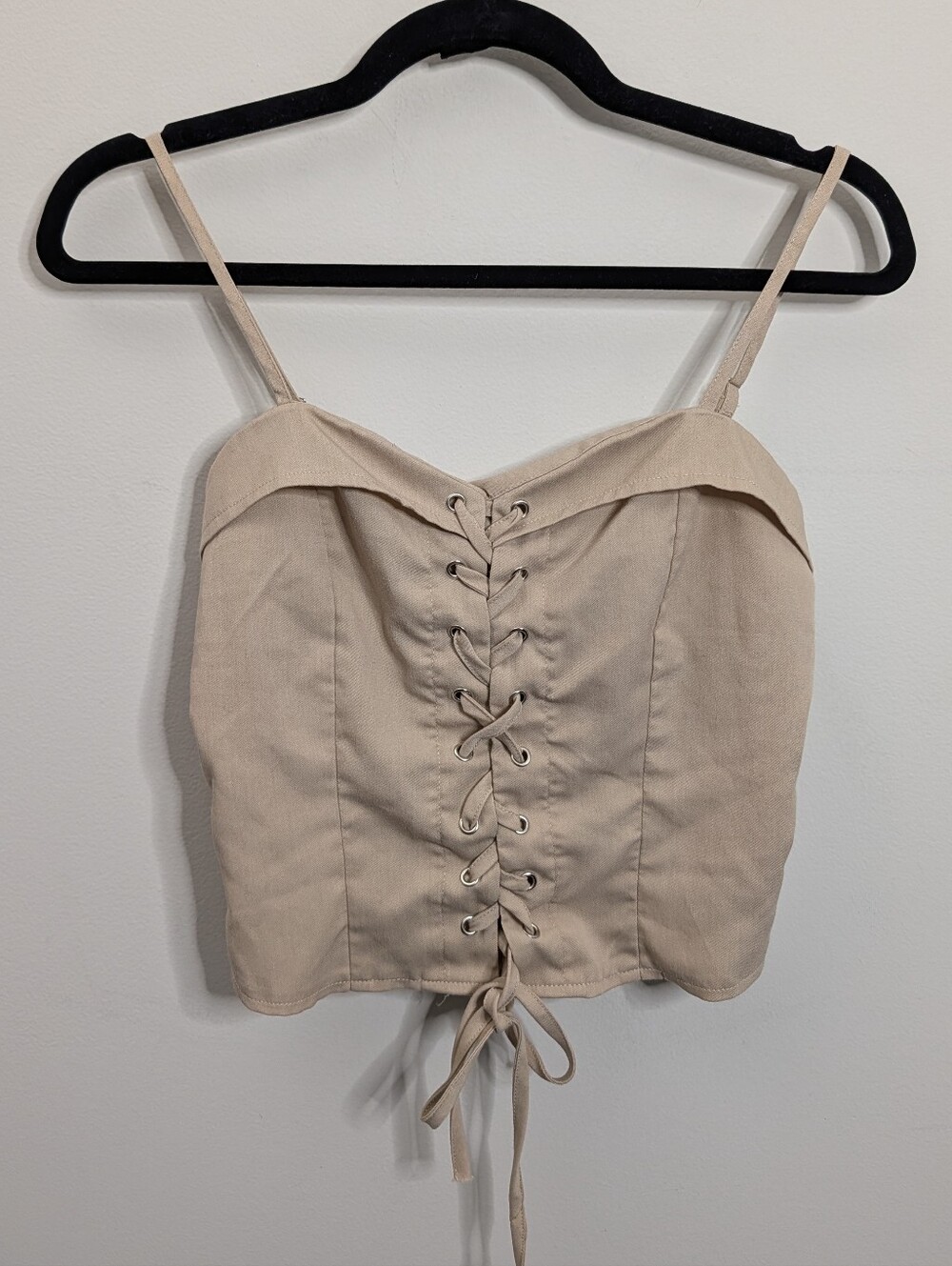 Boohoo Petite Beige Lace-Up Corset Top Size XS